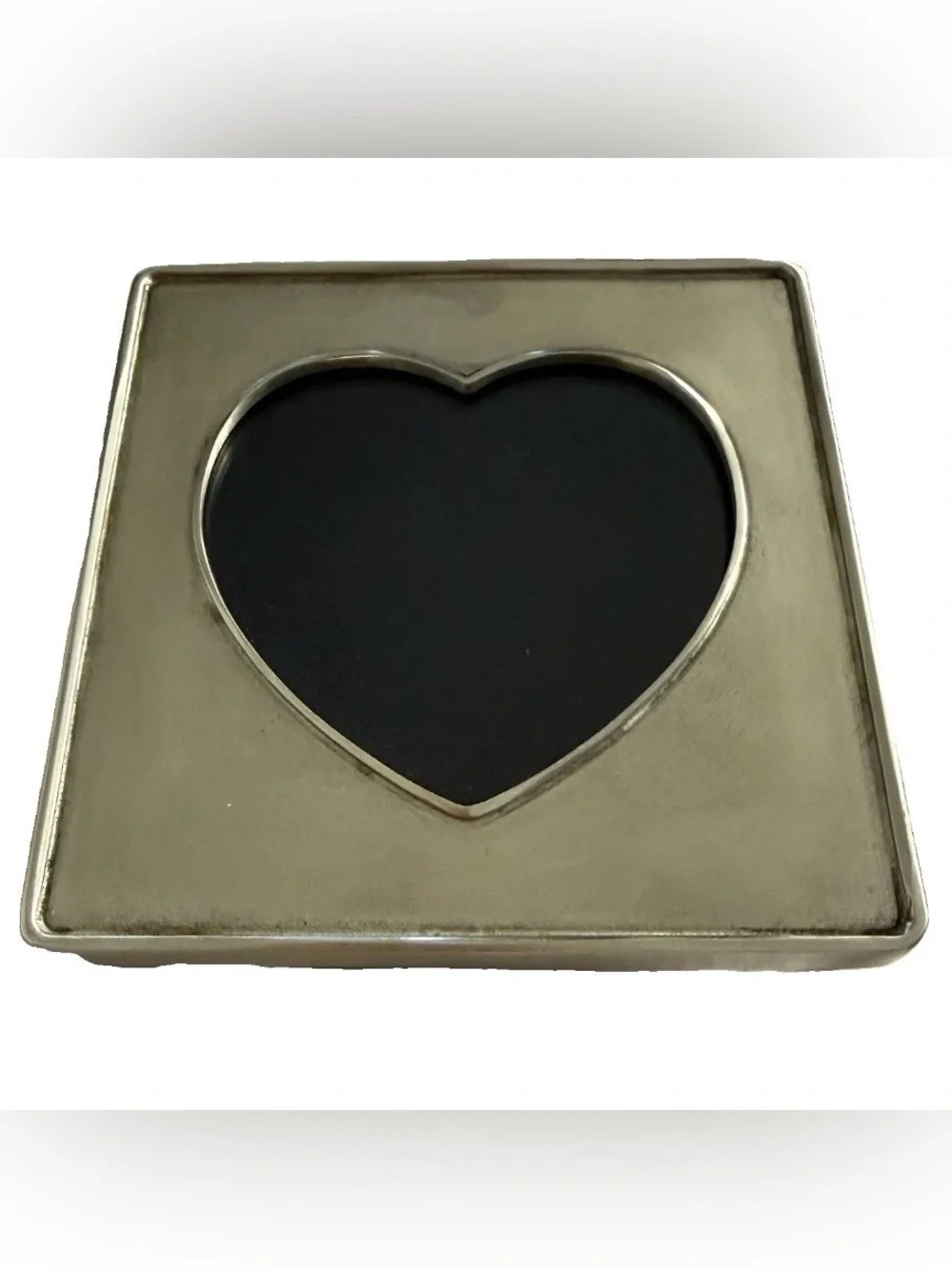 MATCH Pewter Square Heart Opening Photo Frame, Free Standing, Holds 1 Photo
